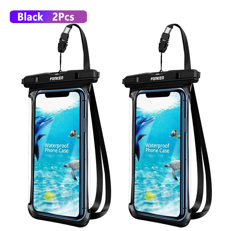 FONKEN-Étui étanche pour téléphone portable, vue complète, sous-marine, neige, forêt, sac sec transparent, poudres de natation, grandes couvertures