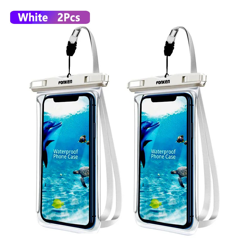 FONKEN-Étui étanche pour téléphone portable, vue complète, sous-marine, neige, forêt, sac sec transparent, poudres de natation, grandes couvertures