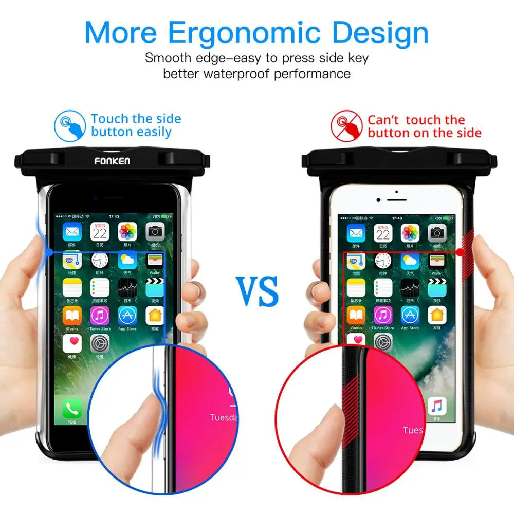 FONKEN-Étui étanche pour téléphone portable, vue complète, sous-marine, neige, forêt, sac sec transparent, poudres de natation, grandes couvertures