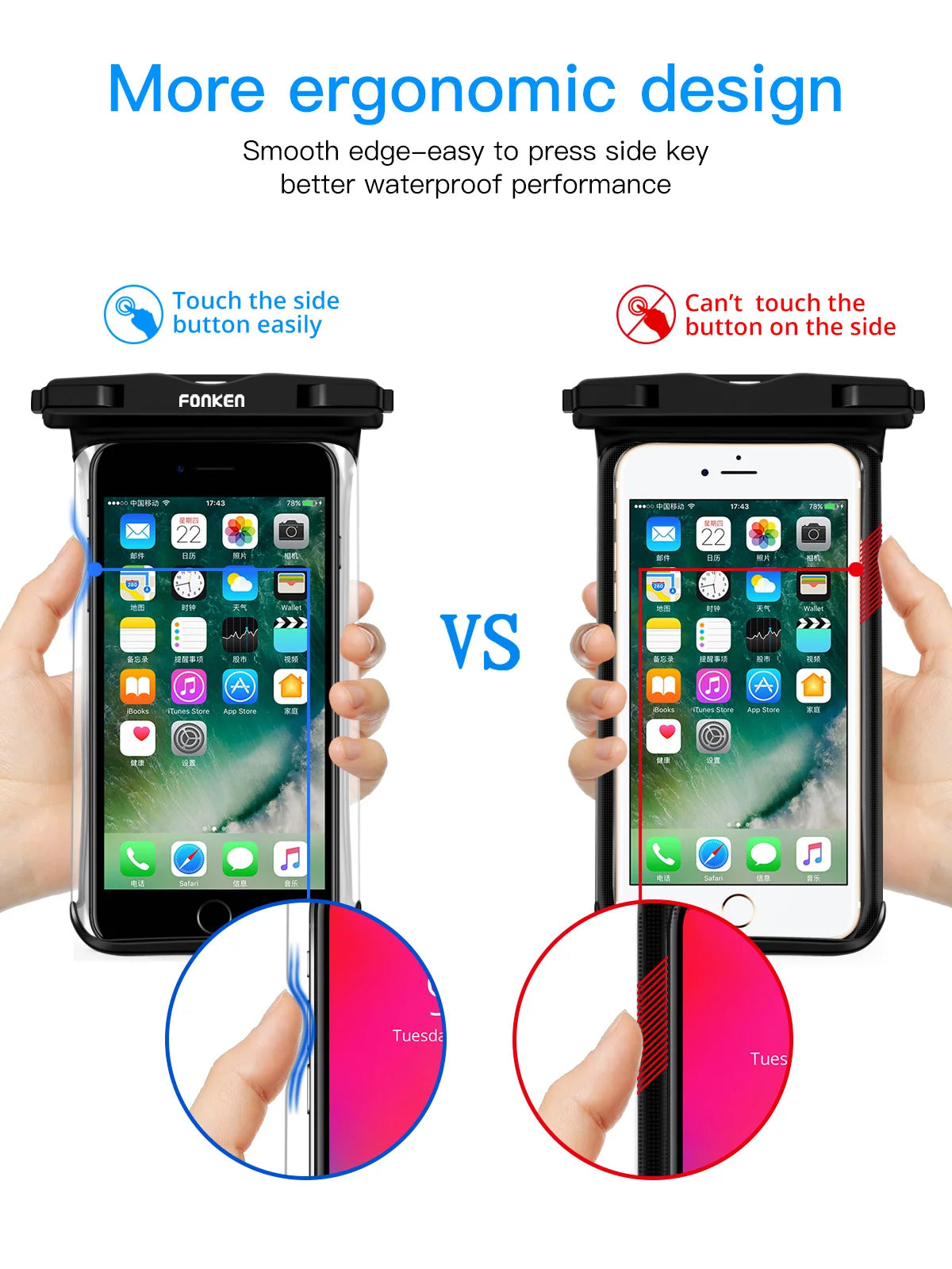 FONKEN-Étui étanche pour téléphone portable, vue complète, sous-marine, neige, forêt, sac sec transparent, poudres de natation, grandes couvertures