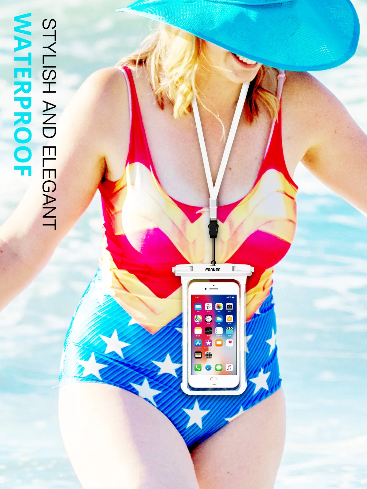 FONKEN-Étui étanche pour téléphone portable, vue complète, sous-marine, neige, forêt, sac sec transparent, poudres de natation, grandes couvertures