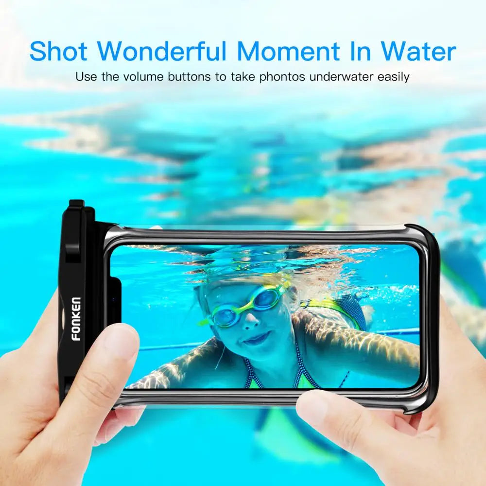 FONKEN-Étui étanche pour téléphone portable, vue complète, sous-marine, neige, forêt, sac sec transparent, poudres de natation, grandes couvertures