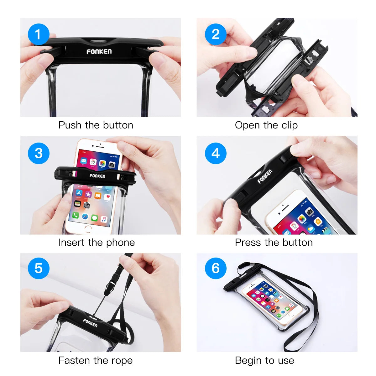 FONKEN-Étui étanche pour téléphone portable, vue complète, sous-marine, neige, forêt, sac sec transparent, poudres de natation, grandes couvertures