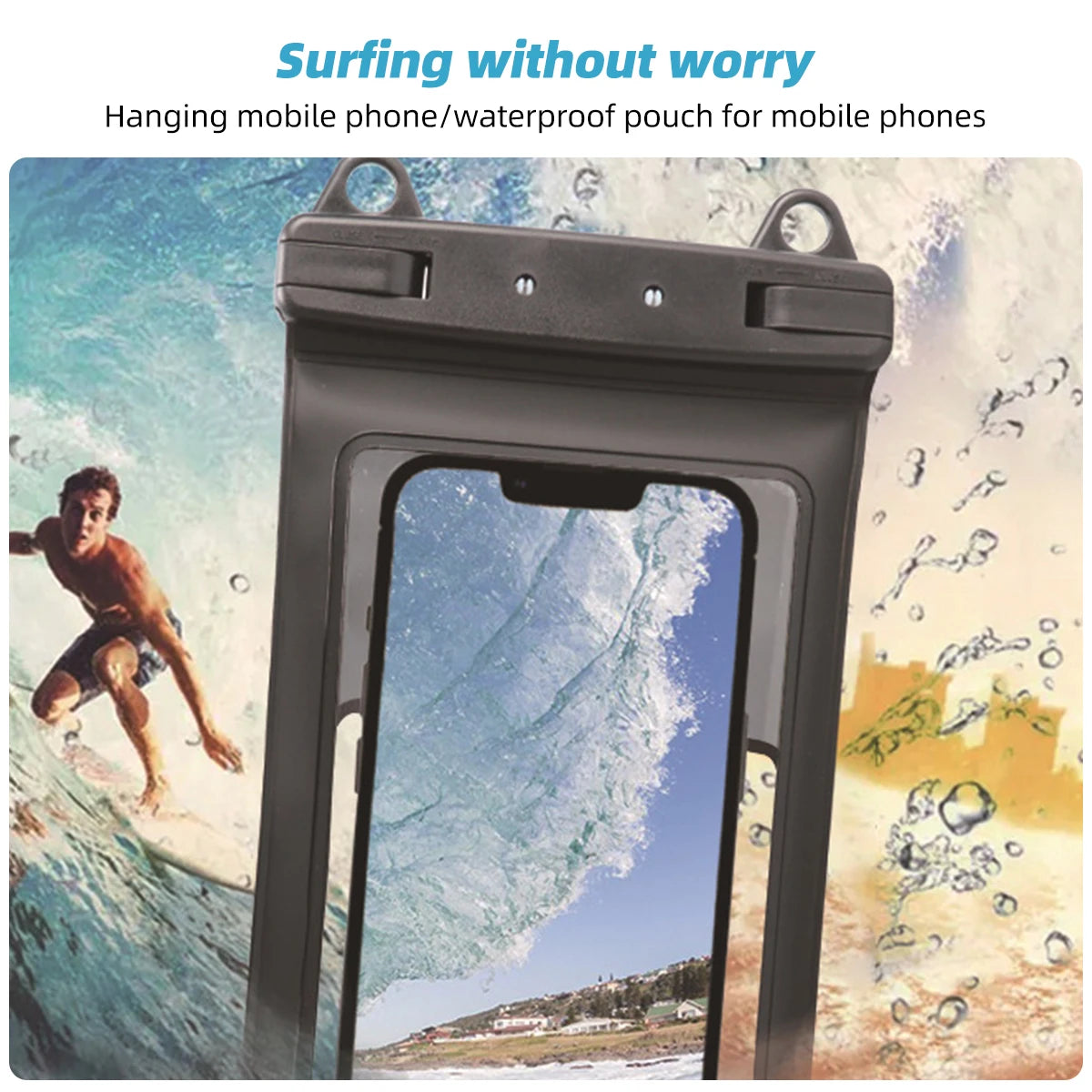 FONKEN-Étui étanche pour téléphone portable, vue complète, sous-marine, neige, forêt, sac sec transparent, poudres de natation, grandes couvertures