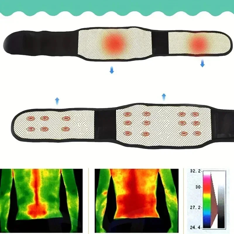 Ceinture de thérapie magnétique auto-chauffante réglable à 20 aimants pour le dos et la taille – Ceinture de soutien sportif et de massage de la taille