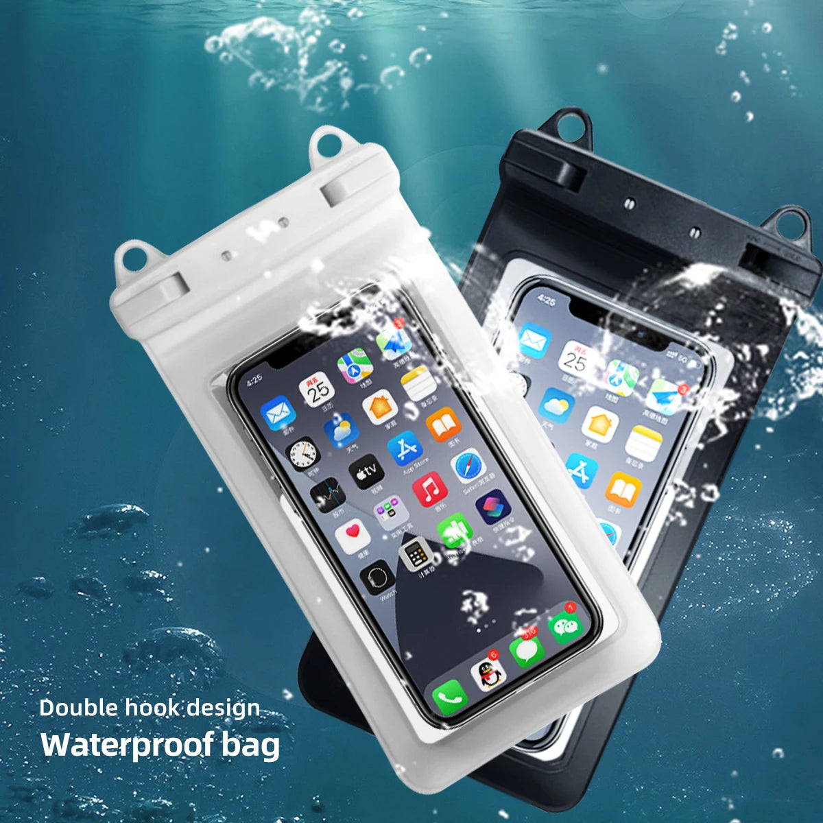 FONKEN-Étui étanche pour téléphone portable, vue complète, sous-marine, neige, forêt, sac sec transparent, poudres de natation, grandes couvertures