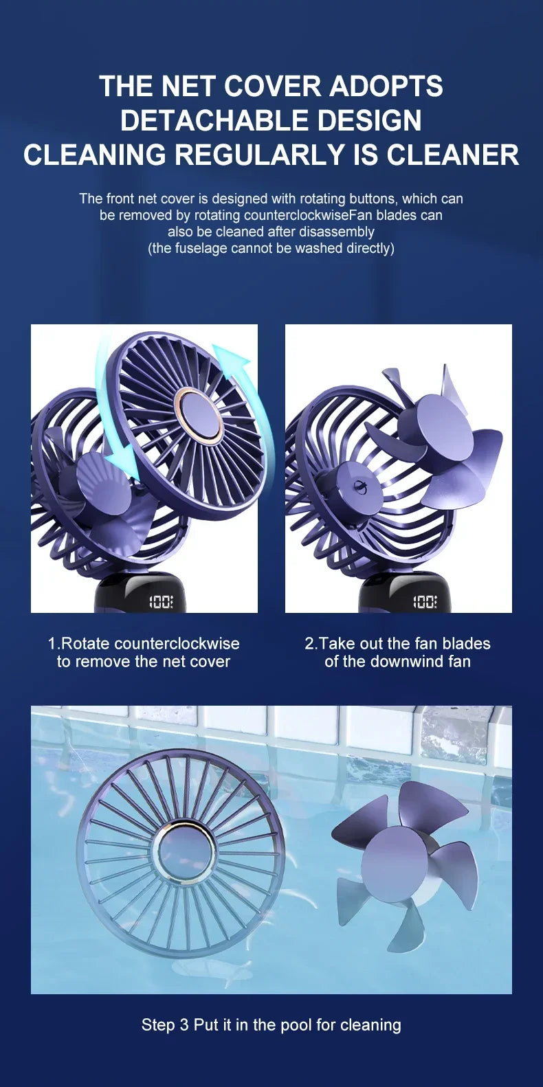 Mini ventilateur portatif pliable ventilateurs suspendus au cou ventilateur rechargeable USB à 5 vitesses avec support de téléphone et écran d'affichage 1800mAh