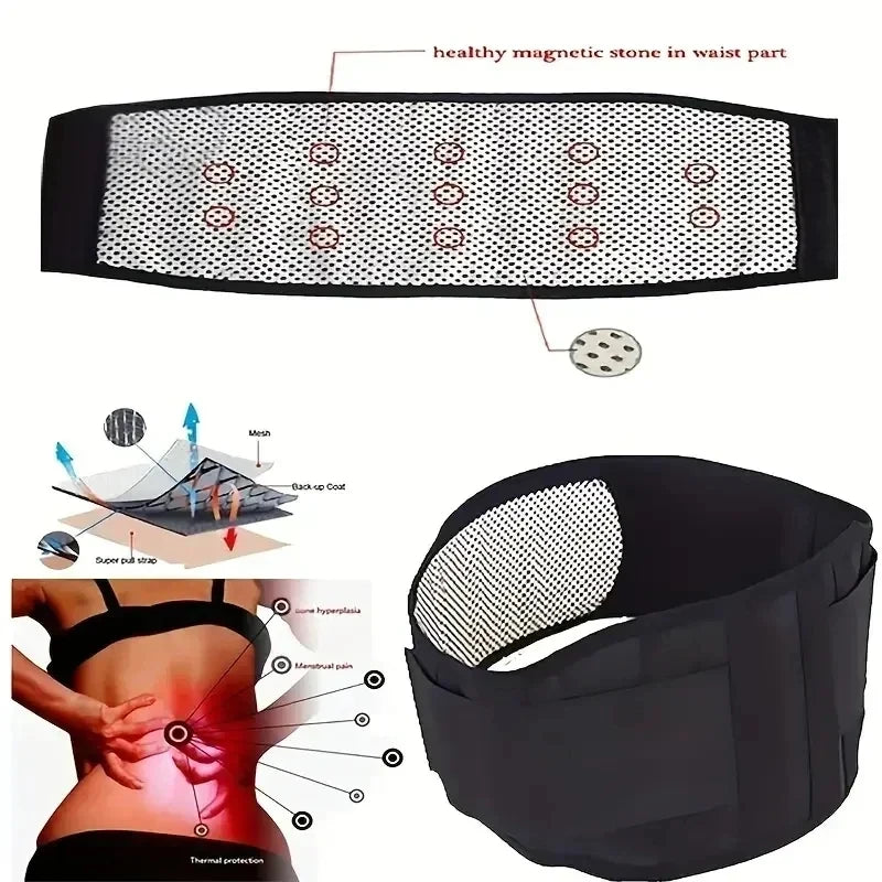 Ceinture de thérapie magnétique auto-chauffante réglable à 20 aimants pour le dos et la taille – Ceinture de soutien sportif et de massage de la taille